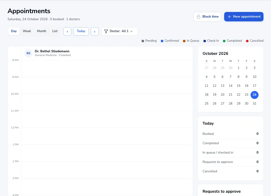 The appointment calendar