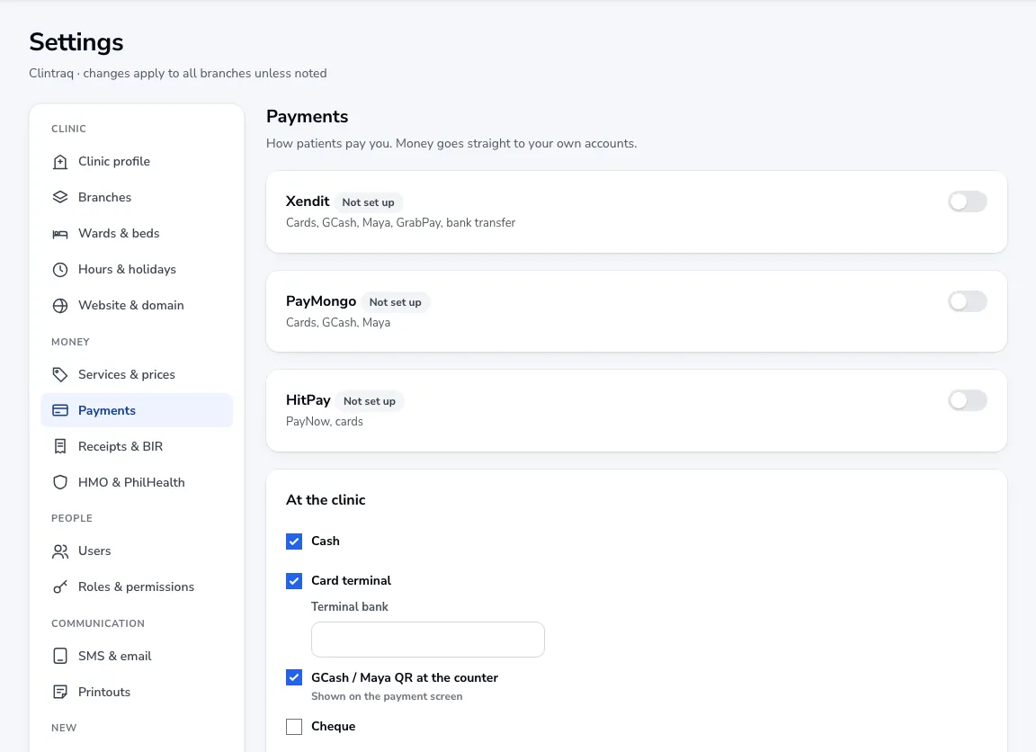 Payment settings