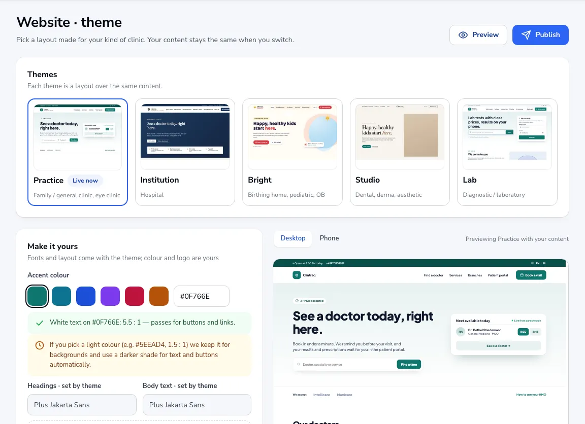 Choosing a website theme